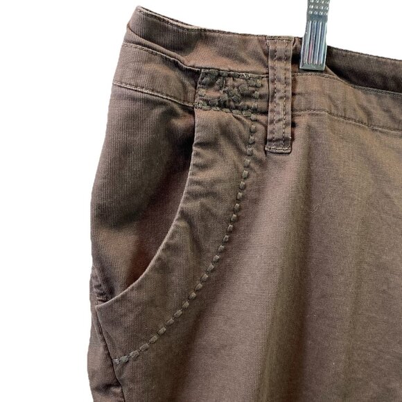 Lane Bryant Womens Crop Pants Brown Top Stitching Zip Hem Pockets Boho Sz 20 - Picture 2 of 10